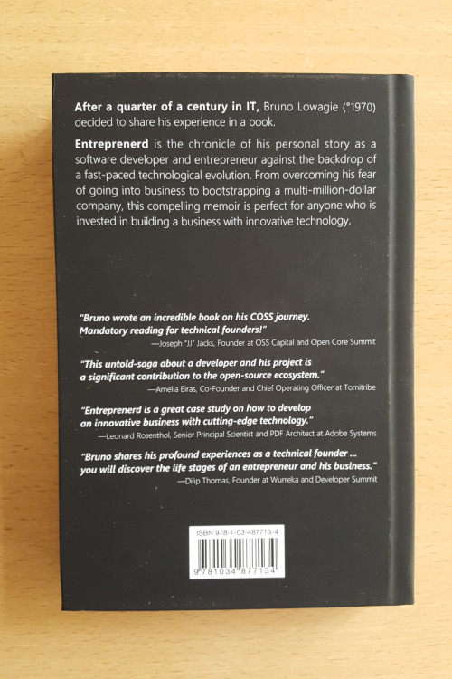 Proof copy hardcover Entreprenerd (back cover)