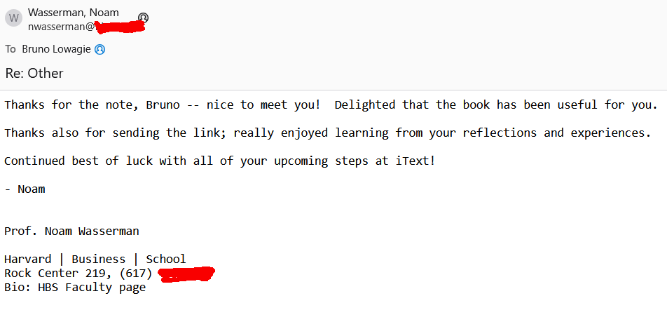 Mail van Noam Wasserman