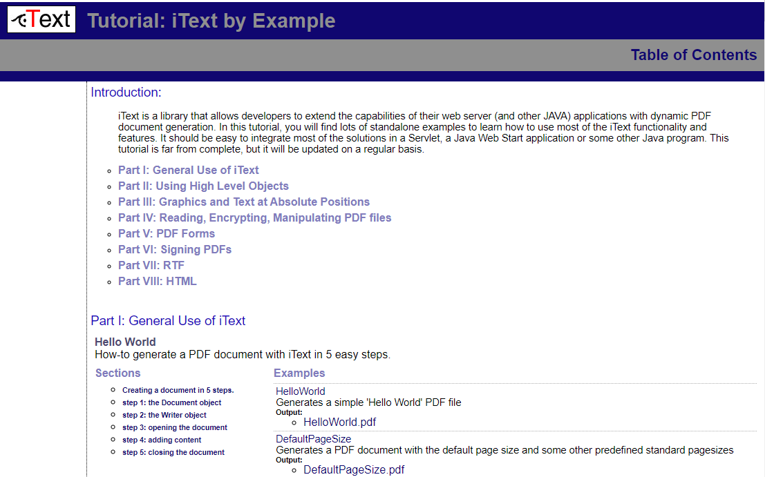 iText Free Online Tutorial