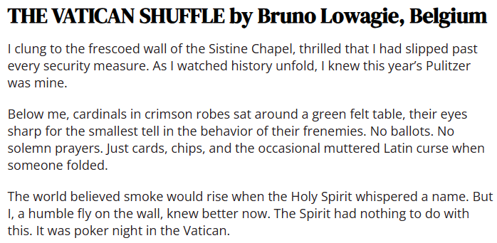 First paragraph of my December 2025 Furious Fiction submission