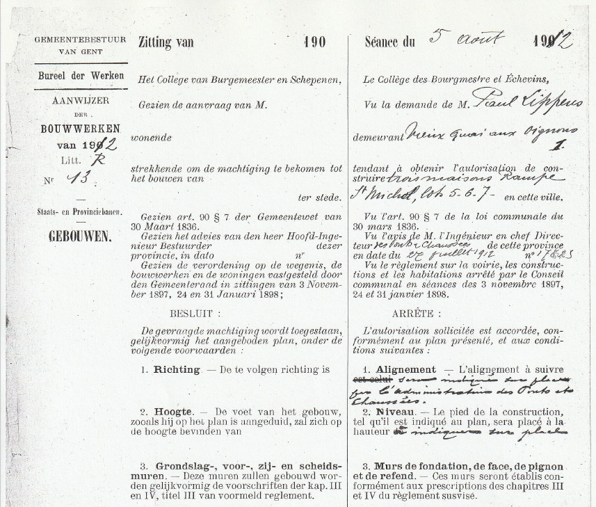Beslissing gemeentebestuur 1912
